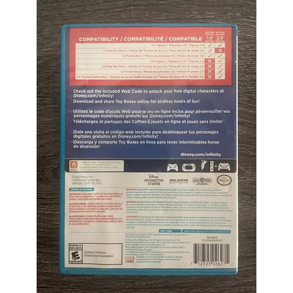 Disney Infinity 2.0 Wii U Game Complete w/ Case Disc USED
